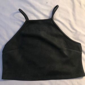 green velvet halter crop top